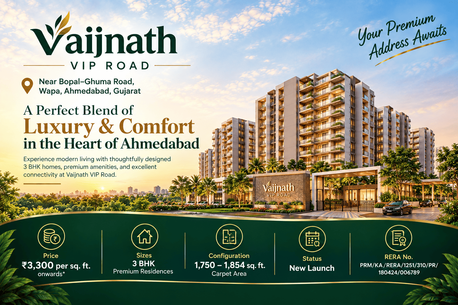 Vaijnath VIP Road - Premium 3 BHK Apartments Wapa Ahmedabad